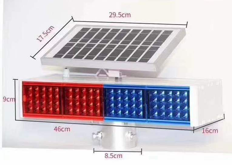 太陽能爆閃燈兩燈雙面警示燈路障信號頻閃燈